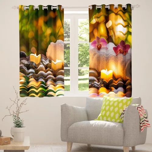 Vista 5 de Cortinas zen de spa, cortinas de ventana de naturaleza muerta para niños, niñas, adolescentes, velas aromáticas, cortinas de tratamiento
