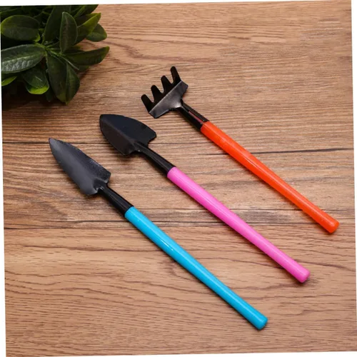 Vista 3 de Set of 3 Mini Garden Tools Compact Rake Shovel Trowel Durable Plastic Handles Ideal for Indoor Planting Bonsai Care