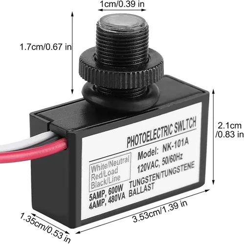 Vista 4 de Zerodis Interruptor fotoeléctrico del sensor del atardecer al amanecer de 120V, automático, negro