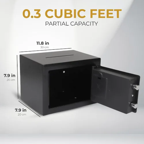 Vista 6 de Darice Caja fuerte para dinero, caja fuerte con cerradura electrónica de combinación y llave de emergencia, caja fuerte para efectivo con ranura