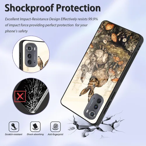 Vista 243 de Funda para Motorola Moto Edge 2022, cubierta trasera de vidrio templado con protector de pantalla, funda protectora a prueba de golpes para Motorola