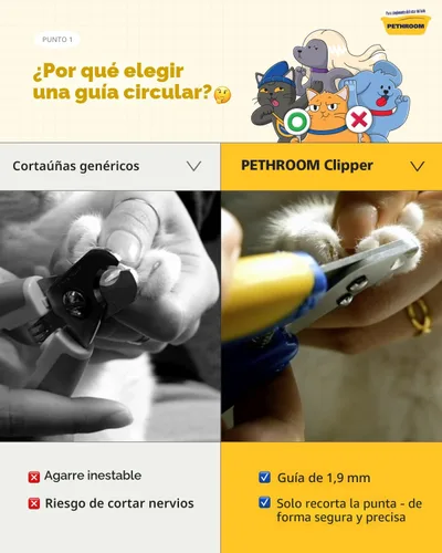 Vista 3 de [PETHROOM] Cortaúñas para gatos de interior con orificio de corte circular (2mm) Garra de gato de hoja de acero inoxidable resistente de alta