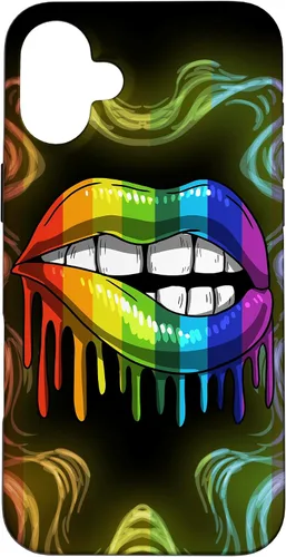 Vista 23 de Rainbow Lip Drip Lesbiana Gay Pride Bisexual Transgénero LGBT Funda para iPhone 17