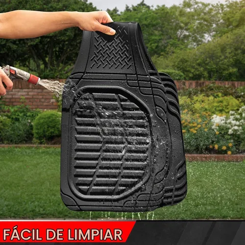 Vista 4 de Motor Trend Premium FlexTough Alfombrillas de piso traseras de goma Deep Dish, Alfombrillas de piso de ajuste universal para todo tipo de clima