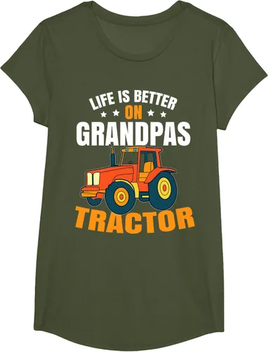 Vista 96 de Life Is Better On Grandpas Tractor Kids Farm Tractor Boy Camiseta, Negro