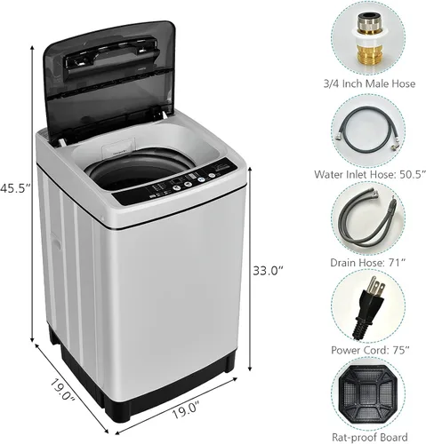 Vista 3 de Giantex Lavadora completamente automática, lavadora portátil 2 en 1 de 1.5 pies cúbicos, capacidad de 11 libras, lavadora e hilandero, combo de 8