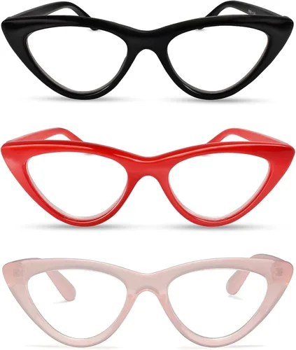 Vista 14 de 2SeeLife Lentes de lectura prémium TR-90 Cat Eye para mujer, estrechos, ajuste medio, marco resistente, bisagras de resorte, lectores elegantes Negro