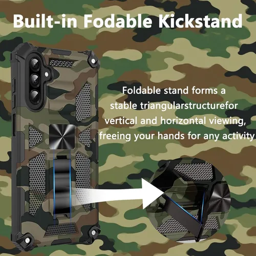 Vista 6 de CCSmall Funda de camuflaje para Samsung Galaxy A13, de grado militar, a prueba de golpes, resistente, funda protectora para teléfono con soporte