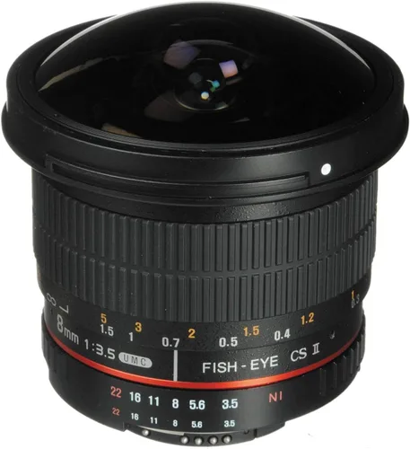 Vista 9 de Rokinon HD8M-C - lente de ojo de pez con capucha desmontable, 8 mm f/3.5 HD para Canon DSLR 8-8mm, lente fijo sin zoom, negro