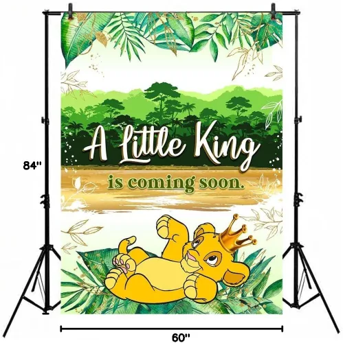 Vista 4 de Similar Decoraciones de baby shower para niños, 5 x 7 pies, telón de fondo africano Baby Shower de vinilo para baby shower, Simba Wild One Jungle