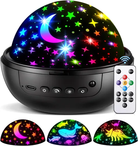 Vista 9 de COOLNIGHT Decoración de habitación para niños, 93 iluminación+3 películas, decoración de habitación infantil, control remoto+regulable+luz nocturna