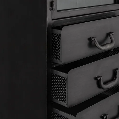 Vista 7 de Creative Co-Op Elegante gabinete de almacenamiento de metal con 3 cajones, negro