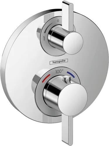 Vista 5 de hansgrohe Ecostat S 15757341 - Moderna válvula de ducha termostática con control de temperatura en cromo negro cepillado