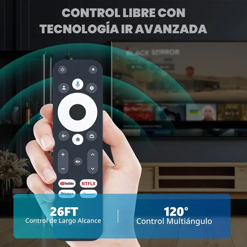 Vista 4 de PZL Control remoto por voz de repuesto compatible con dispositivo de transmisión Onn Google TV 4K Pro