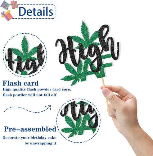 Vista 2 de Decoración para pastel de cumpleaños con temática de drogas, decoración de pastel de alta AF, decoración de fiesta de cumpleaños de marihuana 420