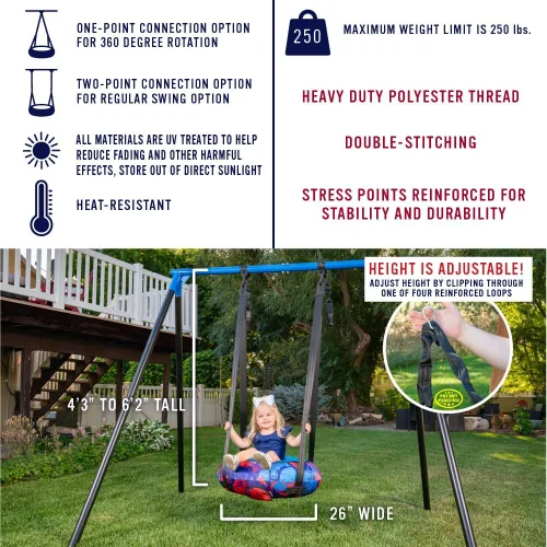 Vista 3 de Columpio de aire redondo duradero de 26 pulgadas para niños pequeños y niños, ideal para patio trasero, sala de juegos interior, juego o casa