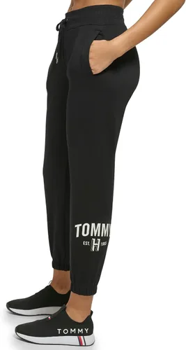 Vista 2 de Tommy Hilfiger Women's Easy Fit Rib Waistband & Elastic Cuffs Printed Graphic on Side Calf Jogger