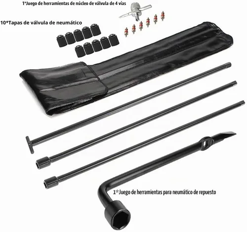 Vista 6 de Dr.Roc Kit de herramientas de neumático de repuesto con mango de gato de neumático de repuesto y llave de rueda compatible con modelos seleccionados