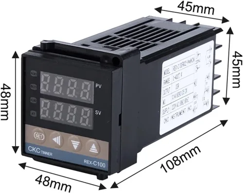 Vista 5 de REX-C100 Digital RKC PID Thermostat Temperature Controller Digital 240V REX-C100＋K Thermocouple Probe＋Heat Sink＋40A SSR(3pcs)