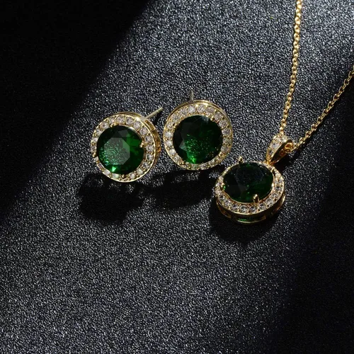 Vista 8 de Juego de joyas de cristal para novia, plata de ley, circonita cúbica redonda, circonita cúbica, diamantes de imitación, halo de piedra natal, collar