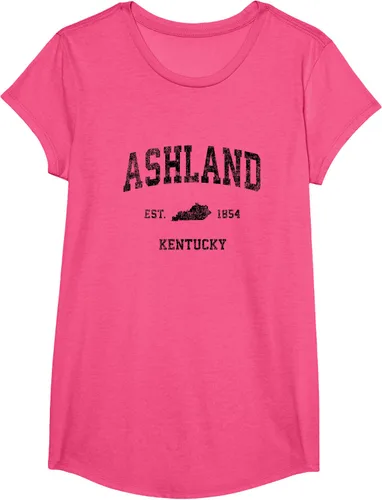 Vista 20 de Ashland Kentucky KY Vintage Sports Design Camiseta de impresión negra Asfalto