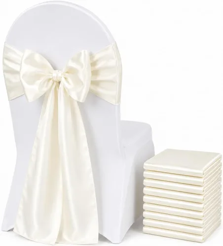 Vista 24 de Bandas de satén para silla, elegantes de alta calidad, 6 x 108 pulgadas, perfectas para bodas, fiestas y eventos
