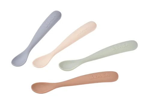 Vista 2 de BEABA First Stage - Juego de cucharas de alimentación para bebés, cucharas originales de silicona de punta suave para bebés, aptas para encías, sin