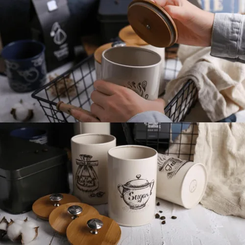 Vista 7 de Juego de recipientes pequeños para encimera de cocina, juego de recipientes de café de 25 onzas, recipiente de cocina vintage de metal, paquete