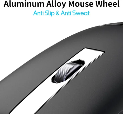 Vista 7 de Ratón de viaje Bluetooth Arc, mouse inalámbrico giratorio recargable ultrafino, modo dual (BT5.0/3.0+2.4G), mouse portátil de arco silencioso Negro