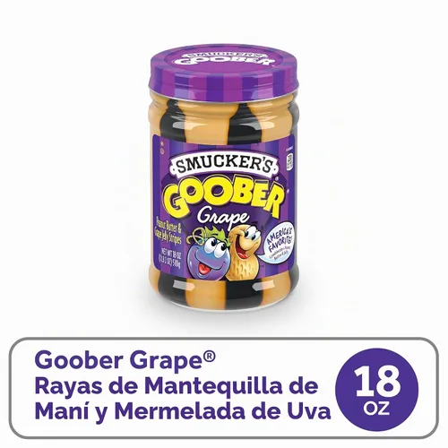 Vista 2 de Smucker's Goober Mantequilla de maní y rayas de jalea de uva, 18 onzas