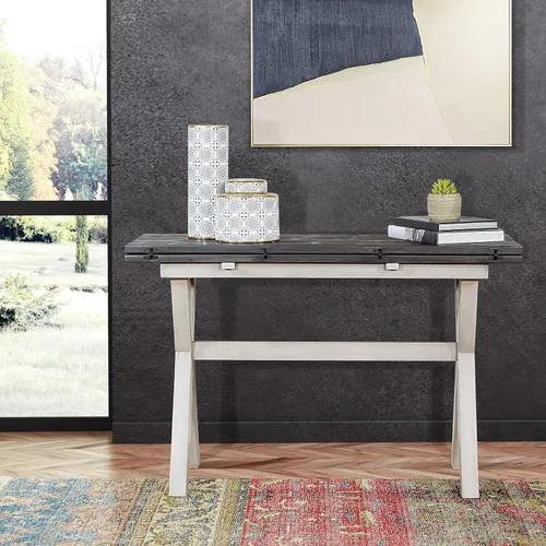 Vista 12 de OSP Home Furnishings Kristen - Escritorio extensible abatible para mesa de comedor, acabado carbón