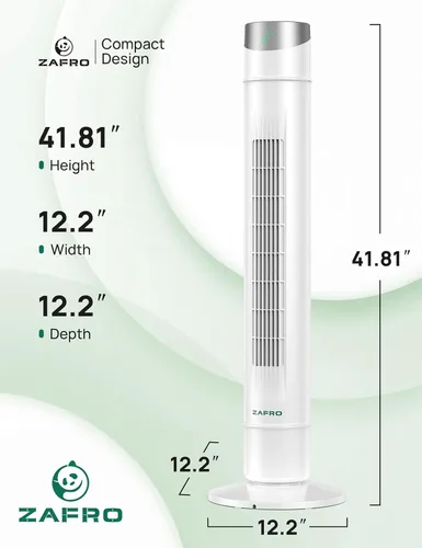 Vista 61 de ZAFRO Ventilador de torre inteligente para dormitorio, ventilador de torre oscilante de 120°, 28 pies/s de alta velocidad, 12 velocidades, 4 modos