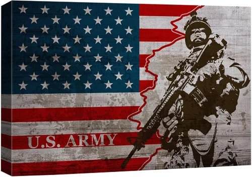 Vista 33 de wall26 Lienzo impreso para pared, estilo panel de madera, soldados del ejército estadounidense, helicóptero, puesta de sol, cultural, histórico