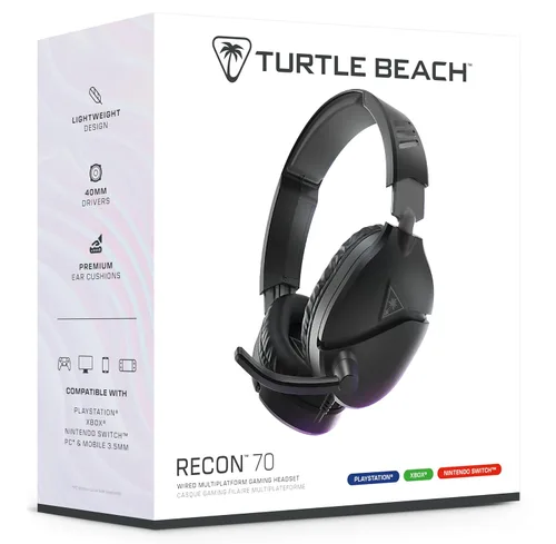 Vista 9 de Turtle Beach Recon 70 Multiplatform Gaming Headset for PS5, PS4, Xbox Series X S, Xbox One, PC & Mobile w/ 3.5mm Wired Connection - Flip-to-Mute