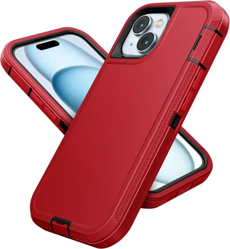 Vista 37 de Jelanry - Funda para iPhone 15 5G, protección resistente, resistente, color negro Dropproof & Dual-Layer Protective Back Cover with Port Anti