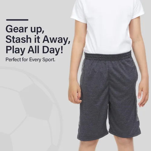 Vista 7 de Essential Elements Paquete de 5 pantalones cortos de baloncesto con bolsillos para niños