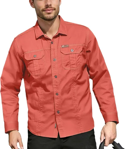 Vista 4 de Camisas de vestir de manga larga con botones y ajuste regular para hombre con bolsillos