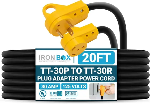 Vista 15 de IronBox Electric TT-30P a TT-30R - Adaptador y extensión - 30A, 125V, 10/3 SOOW - Cable adaptador de conector de enchufe resistente, cable