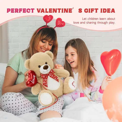 Vista 7 de BENINY Oso de peluche de 15 pulgadas para el día de San Valentín, peluche con globo y bordado de amor, regalo perfecto para parejas