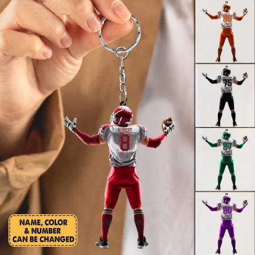 Vista 2 de Llavero de acrílico personalizado del fútbol americano gran idea de regalo de Navidad para el jugador de fútbolamante, Varios