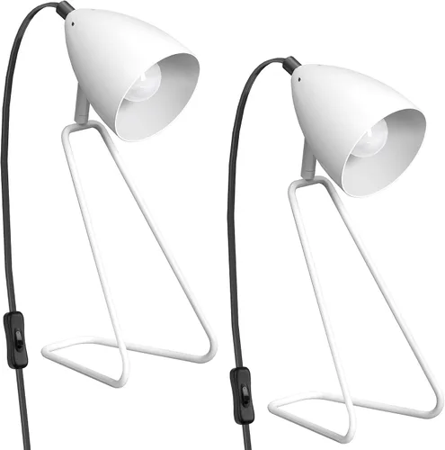 Vista 2 de PARTPHONER Juego de 2 lámparas de mesa pequeñas giratorias de 350°, modernas lámparas de noche de lectura blancas, adecuadas para estudio