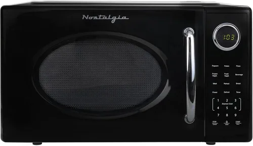 Vista 43 de Nostalgia Retro - Horno de microondas para encimera - Incluye 12 ajustes preprogramados y reloj digital - 0.9 pies cúbicos - 800 vatios - Amarillo