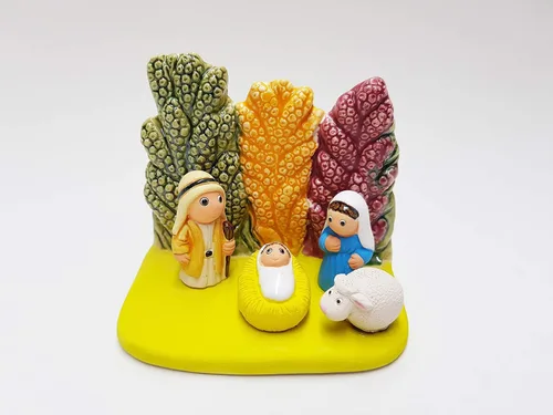 Vista 4 de Quinoa Nativity Scene - Handmade in Clay - 1 block - 3.4"X2.4"X3.4" high, Quinua, Superfood, Peru, Andes