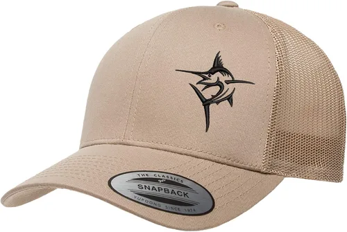 Vista 22 de Embroidered Swordfish Trucker Hat for Men & Women – Adjustable Mesh Back Snapback Baseball Cap for Fishing Negro-swwt