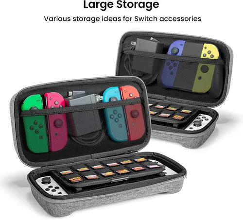 Vista 2 de tomtoc Funda de transporte para Nintendo SwitchOLED funda de viaje grande con bolsillo para controlador Pro agarre Joy-con o adaptador de CA funda