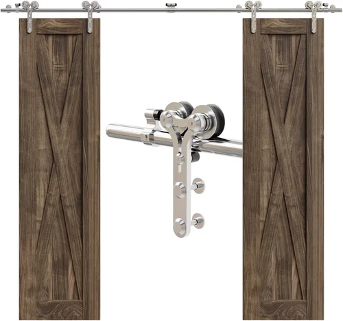 Vista 11 de CCJH Kit de herrajes para puertas correderas de acero inoxidable de 5.5 pies, kit de puerta de granero de madera resistente y suave, apto