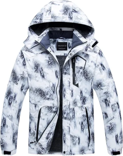 Vista 7 de CREATMO US Chaqueta de esquí impermeable de montaña para hombre, resistente al viento, abrigo de invierno cálido para snowboard