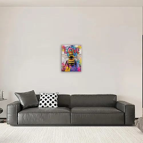 Vista 6 de Kylora Banksy - Arte de pared, imágenes de abeja, pintura de graffiti, impresiones en lienzo de amor, obras de arte enmarcadas para baño