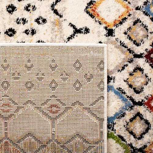 Vista 5 de SAFAVIEH Colección Amsterdam Alfombra de Área - 6'7" Cuadrada, Marfil y Multicolor, Diseño Bohemio Marroquí, No Desprende Pelusa y de Fácil Cuidado