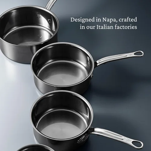 Vista 3 de Hestan NanoBond Molecular - Cacerola de titanio con tapa, 3 cuartos de galón, acero inoxidable sin PFAS, 4 veces más fuerte, apta para horno de 1050